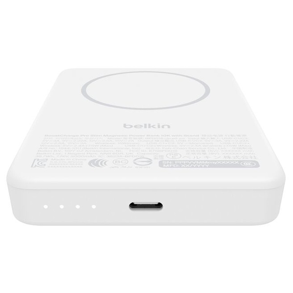 BoostCharge Qi2 薄型 マグネット式モバイルバッテリー スタンド付き 10000mAh ホワイト