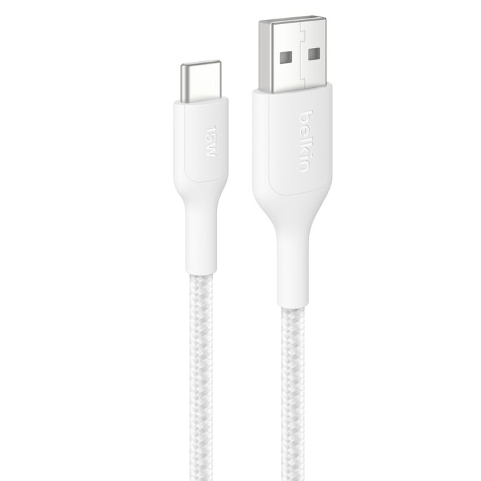 BoostCharge Pro USB-A to USB-C 編組ケーブル15W 1M ホワイト