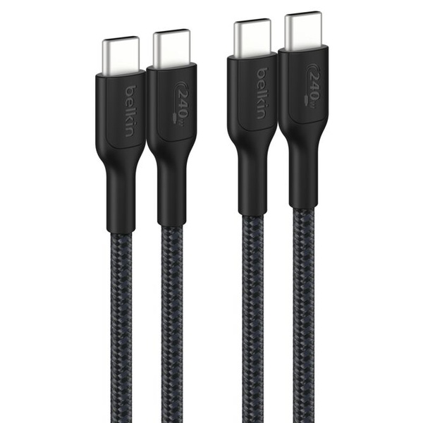 BoostCharge Pro USB-C to USB-C 編組ケーブル 240W 1M ブラック 2本セット