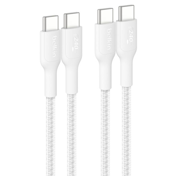 BoostCharge Pro USB-C to USB-C 編組ケーブル 240W 1M ホワイト 2本セット