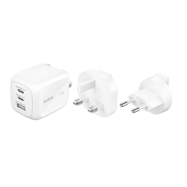 70W 3ポート GaN充電器 プラグ交換式 EU&UKプラグ付属