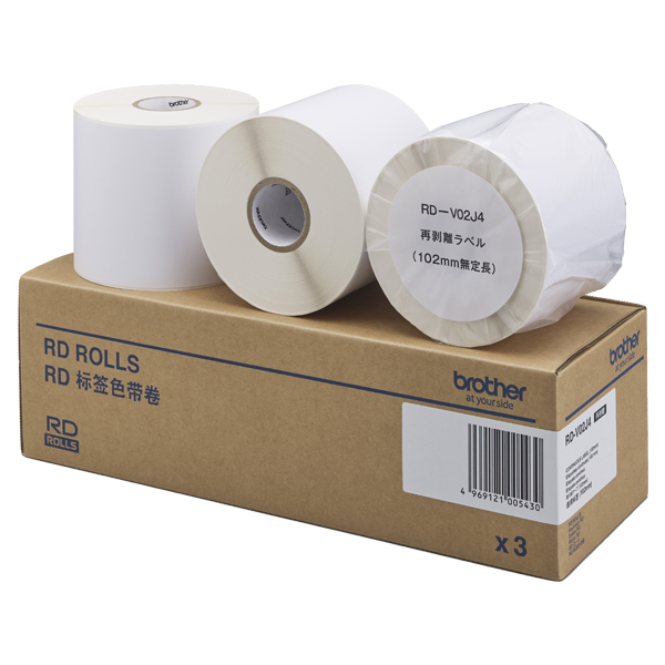 再剥離ラベル (幅102mm×65m巻/外径127mm/紙管サイズ46.1mm/3巻入り)