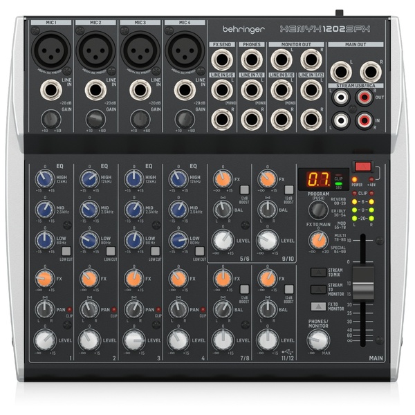 USBストリーミングインターフェースとKLARK TEKNIK社製FXを備えた12入力アナログミキサー