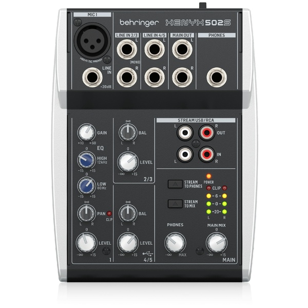 USBストリーミングインターフェースを備えた5入力コンパクトアナログミキサー