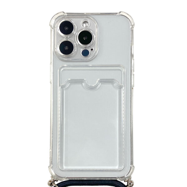 iPhone 13 Pro対応 クリアケース/ロングストラップ/カードポケット付