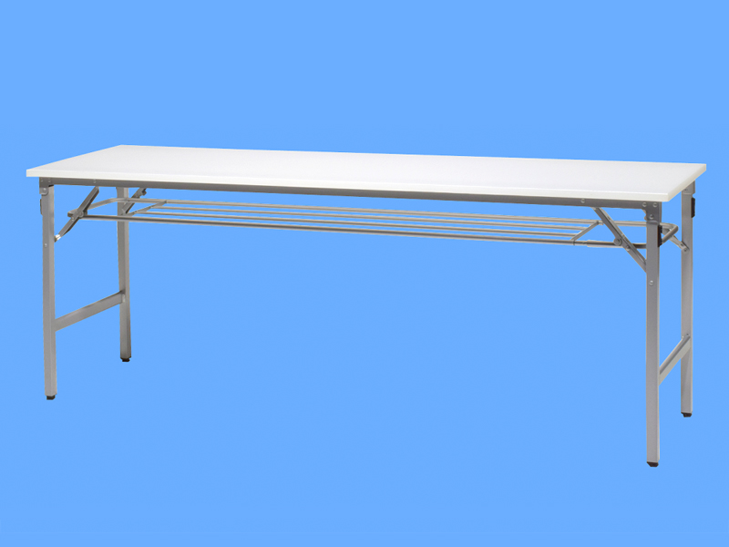 耐水・超軽量折りたたみテーブル 棚付き（脚：シルバー） 送料別途-お問い合わせください