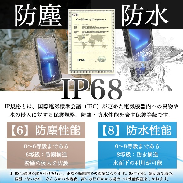 iPhone SE2～SE3用　IP68 防塵・防水ケース