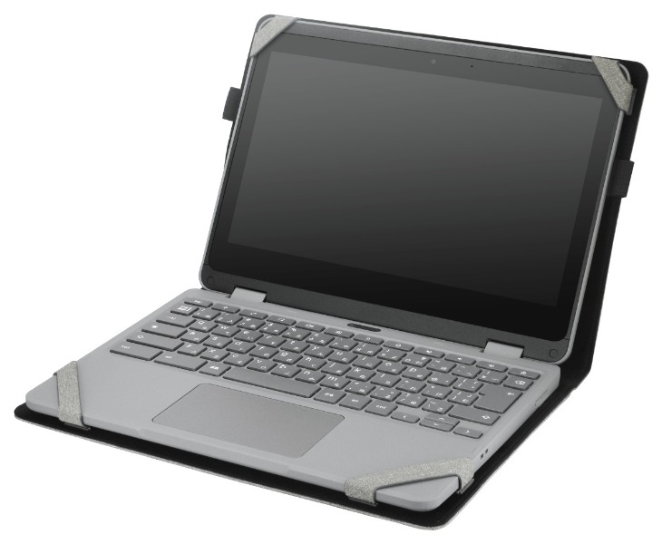 ノートモード時に本体を滑りにくくする滑り止め付きなので狭い机でも安心です。