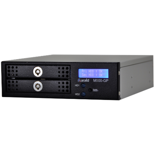 2.5インチSATAII to SATAII 5.25インチハーフサイズ内蔵型ミラーRAIDユニット（ディスクレス） 黒