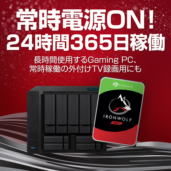 IronWolf 3.5【データ復旧3年付】 12TB HDD（CMR）メーカー3年保証 256MB 7200rpm 24時間稼働 PC、NAS用 RVセンサー付