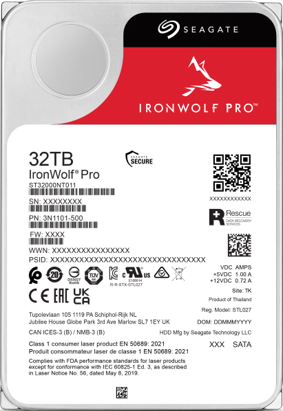 Seagate IronWolf Pro 3.5【データ復旧3年付】 32TB HDD（CMR） メーカー5年保証 512MB 24時間稼働 PC、NAS用 RVセンサー付 ST32000NT000