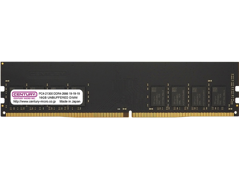 デスクトップ用 PC4-21300/DDR4-2666 16GB 288pin Unbuffered NonECC DIMM 1Rank 1.2v 日本製