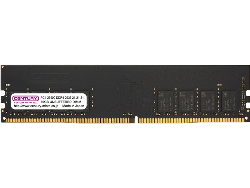 デスクトップ用 PC4-23400/DDR4-2933 288pin Unbuffered_Non-ECC_DIMM 2Rank 1.2v 16GB 日本製