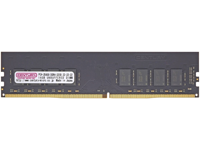 デスクトップ用 PC4-25600/DDR4-3200 288pin Unbuffered_Non-ECC_DIMM 2Rank 1.2v 16GB 日本製