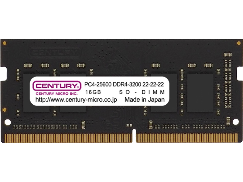 ノート用 PC4-25600/DDR4-3200 16GB 260pin SODIMM 1Rank 1.2v 日本製
