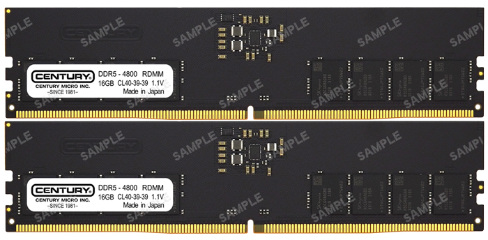 サーバー用 PC5-38400/DDR5-4800 288pin Registered_ECC_DIMM 1Rank x8 1.1v 32GB kit（16GB×2枚） 日本製
