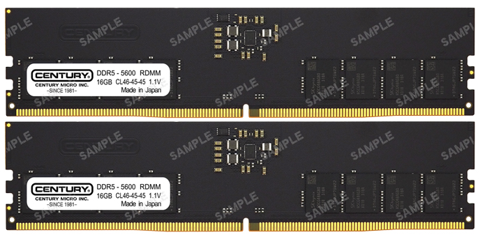 サーバー用 PC5-44800/DDR5-5600 288pin Registered_ECC_DIMM 1Rank x8 1.1v 32GB kit（16GB×2枚） 日本製