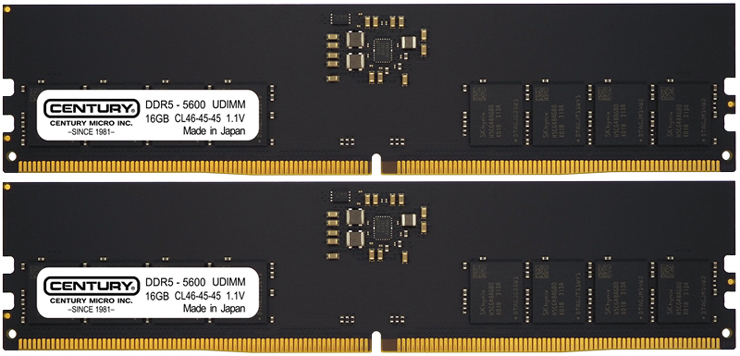 デスクトップ用 PC5-44800/DDR5-5600 288pin Unbuffered_Non-ECC_DIMM 1Rank 1.1v 32GB kit（16GB×2枚） 日本製