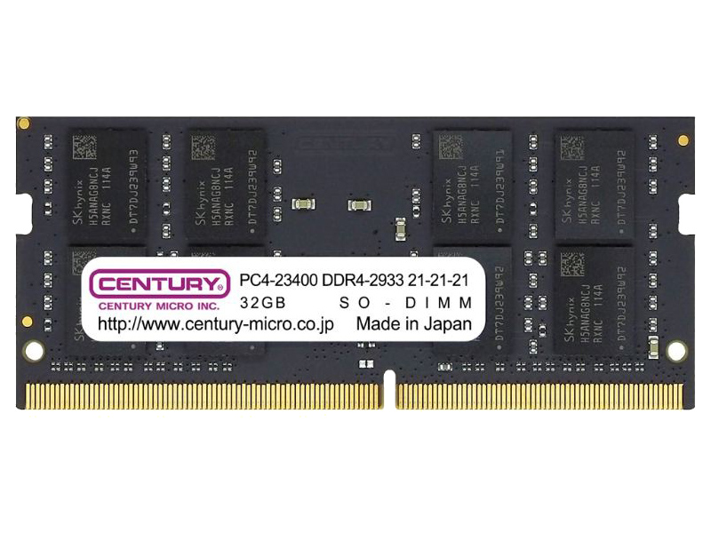 ノートPC用 PC4-23400/DDR4-2933 32GB 260pin Unbuffered_Non-ECC_SO-DIMM 1.2v 日本製 2rank