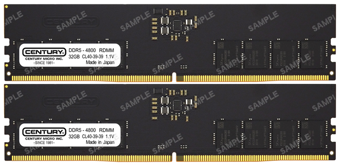 サーバー用 PC5-38400/DDR5-4800 288pin Registered_ECC_DIMM 2Rank x8 1.1v 64GB kit（32GB×2枚） 日本製