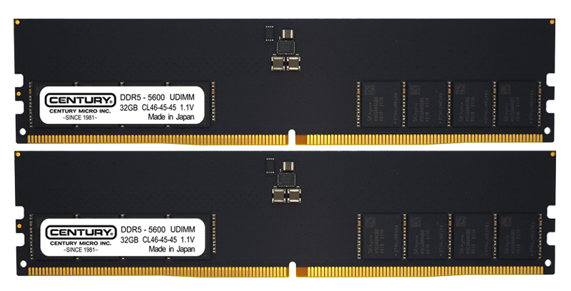 デスクトップ用 PC5-44800/DDR5-5600 288pin Unbuffered_Non-ECC_DIMM 2Rank 1.1v 64GB kit（32GB×2枚） 日本製