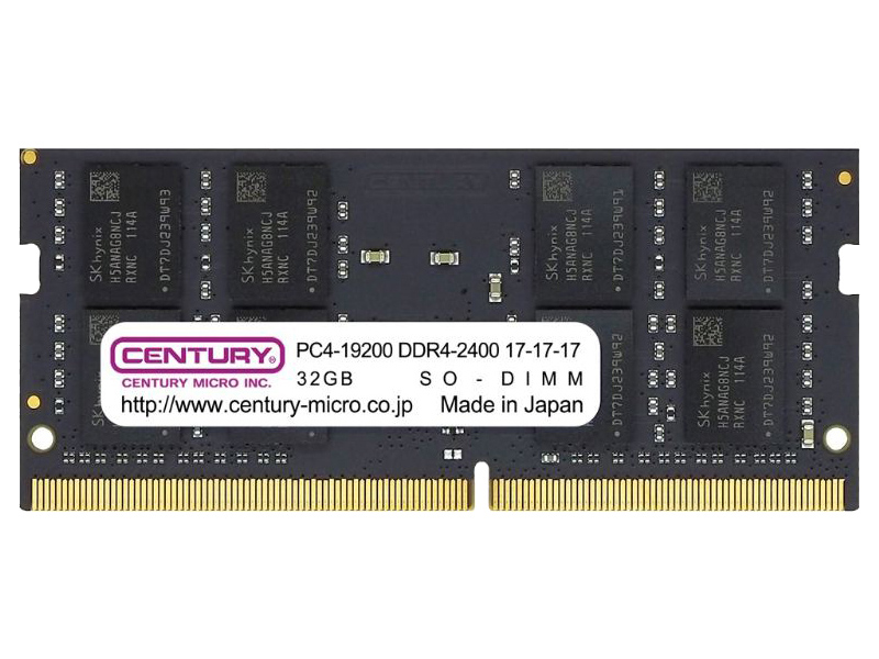 ノートPC用 PC4-19200/DDR4-2400 64GB kit（32GB×2枚組） 260pin Unbuffered_Non-ECC_SO-DIMM 1.2v 日本製 2rank