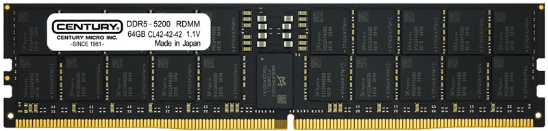 サーバー用 PC5-41600/DDR5-5200 288pin Registered_ECC_DIMM 2Rank x4 1.1v 64GB 日本製