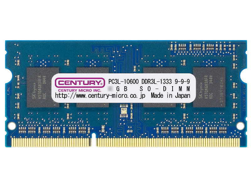 ノート用 PC3L-10600/DDR3L-1333 2GB 204pin SODIMM 1.5/1.35V共用 日本製