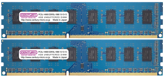 デスクトップ用 PC3L-14900/DDR3L-1866 8GB kit(4GBx2) 240pin UDIMM 1.5V/1.35V共用 日本製