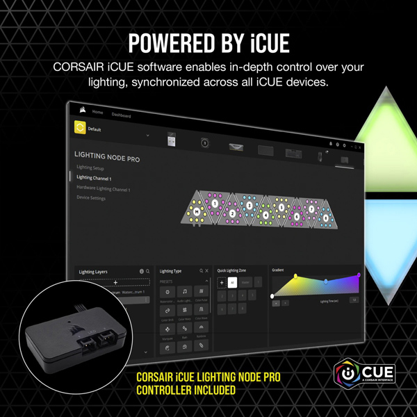 ライティングスターターキット iCUE LC100 Smart Case Lighting Triangles Starter Kit