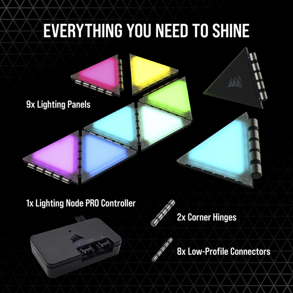 ライティングスターターキット iCUE LC100 Smart Case Lighting Triangles Starter Kit