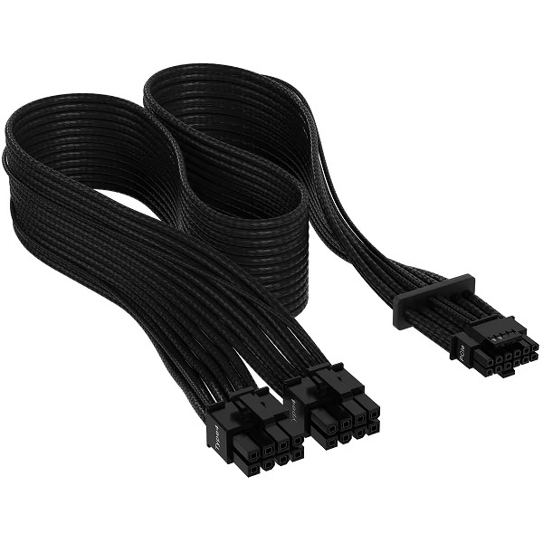 Premium Individually Sleeved 12+4pin PCIe Gen 5 Type-4 600W 12VHPWR Cable Black