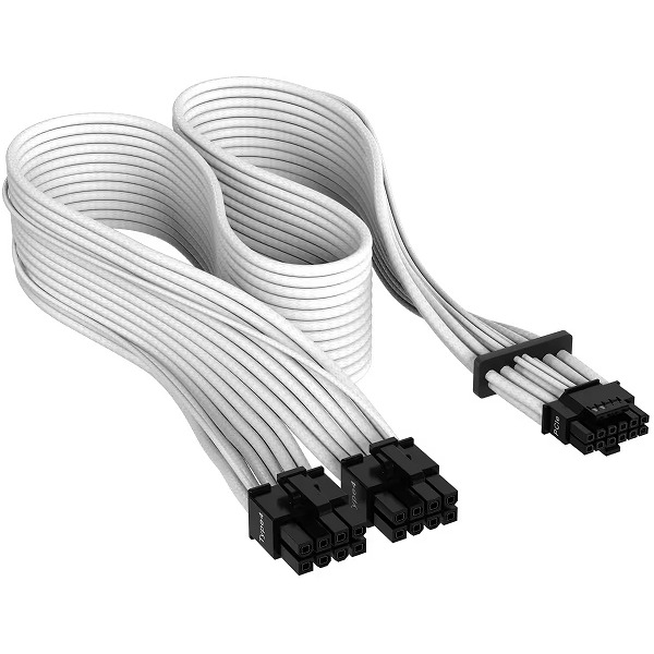 Premium Individually Sleeved 12+4pin PCIe Gen 5 Type-4 600W 12VHPWR Cable White