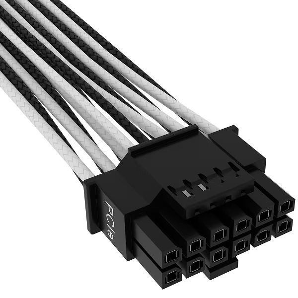 Premium Individually Sleeved 12+4pin PCIe Gen 5 Type-4 600W 12VHPWR Cable Black&White