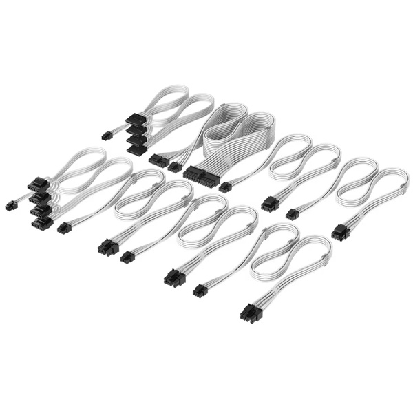 Elite Premium Individually Sleeved Type-4 PSU Cables Pro Kit White