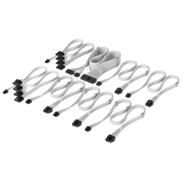 Elite Premium Individually Sleeved Type-5 PSU Cables Pro Kit White