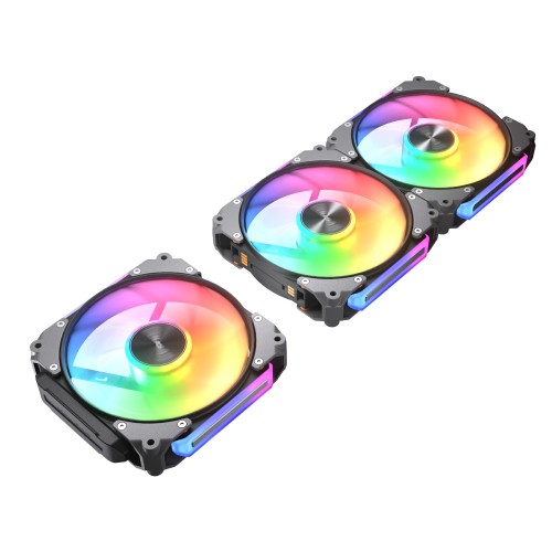 Apolar 120 ARGB 3 Fan Pack/120mm ARGBケースファン3個入りパック/ブラック/シームレスなデイジーチェーン接続/高耐久HDB採用/振動を分散するQ-Stop減衰システム