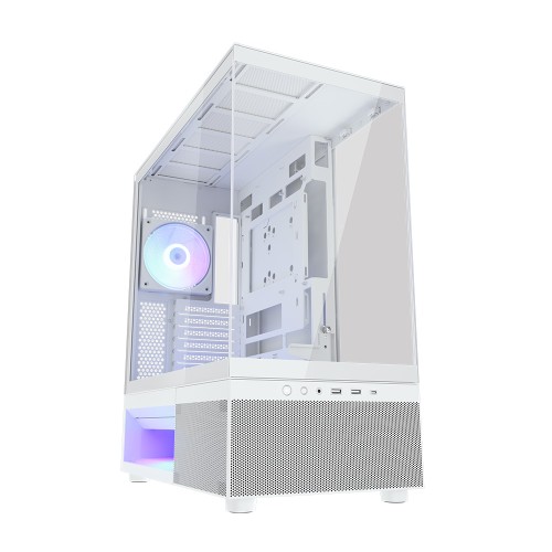 CFV220 RGB White/ミドルタワーケース/ホワイト/独自のセントラルフローベントで高エアフロー/3面ガラスパノラマデザイン/ ARGB PWMファン3基標準搭載/背面コネクタMB対応