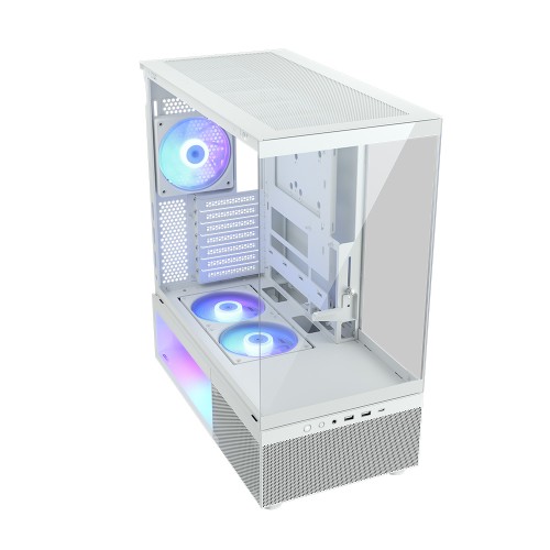 CFV220 RGB White/ミドルタワーケース/ホワイト/独自のセントラルフローベントで高エアフロー/3面ガラスパノラマデザイン/ ARGB PWMファン3基標準搭載/背面コネクタMB対応