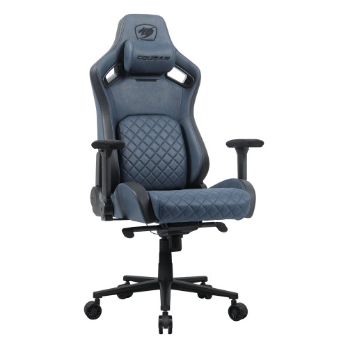 Defensor S Navy Blue F/ゲーミングチェア/レザー調ファブリック採用で通気性・耐久性を向上/プッシュバック腰部サポート＆4Dアームレスト搭載/Navy Blue Fモデル