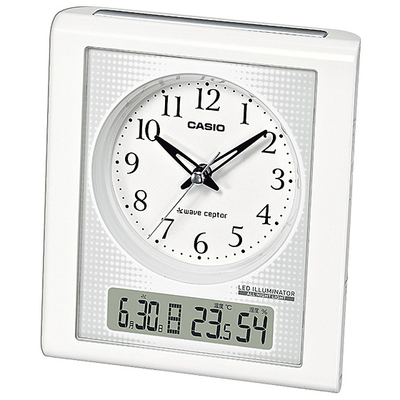 電波置き時計 電子音アラーム・温度計・湿度計・常時点灯