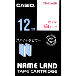 ネームランド用スタンダードテープ 12mm 白/赤文字