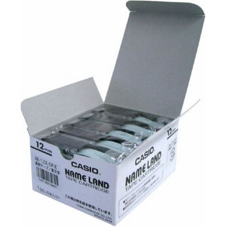 ネームランド用スタンダードテープ 12mm 透明/黒文字 5個パック