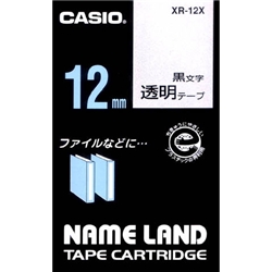 ネームランド用透明テープ 12mm 透明/黒文字