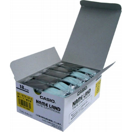 ネームランド用スタンダードテープ 18mm 黄/黒文字 5個パック