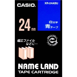 ネームランド用白文字テープ 24mm 青/白文字