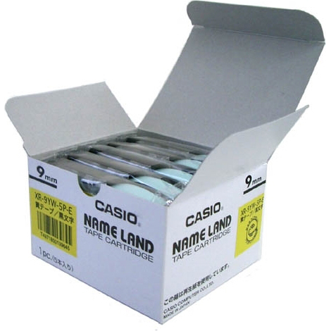 ネームランド用スタンダードテープ 9mm 黄/黒文字 5個パック