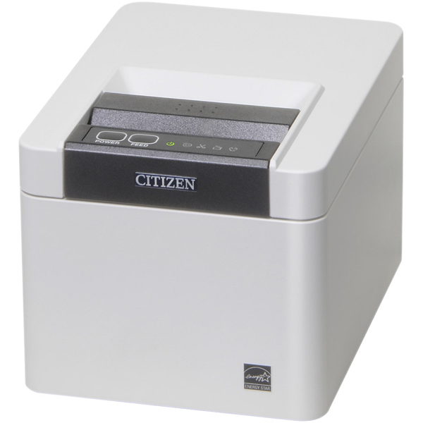 コンパクトラインサーマルプリンター（印刷速度350mm/秒、用紙幅58/80mm、オートカッター付、有線LAN＋USB＋USBホスト（2ポート）I/F、白、抗菌対応、耐薬品対応）