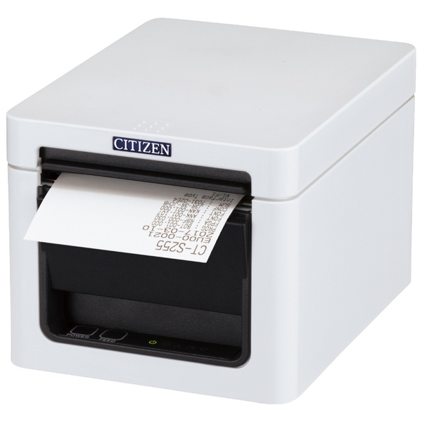 コンパクトラインサーマルプリンター（印刷速度300mm/秒、用紙幅58/80mm、カッター付、有線LAN＋USBホスト（2ポート）I/F、XML対応 ホワイト）