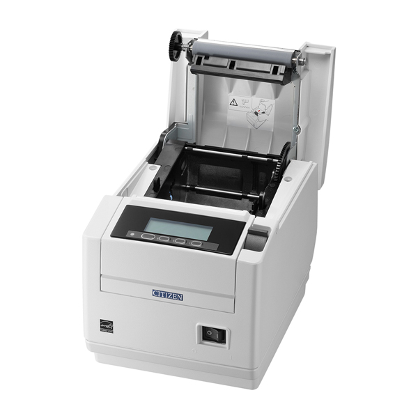 コンパクトラインサーマルプリンター(最大印刷速度500mm/秒、用紙幅58/80mm、USB+有線LAN I/F、ホワイト、用紙セーブ機能、多階調印刷)